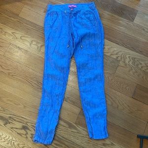 Lilly Pulitzer 31’ Taron mid-rise linen pants Beckon Blue